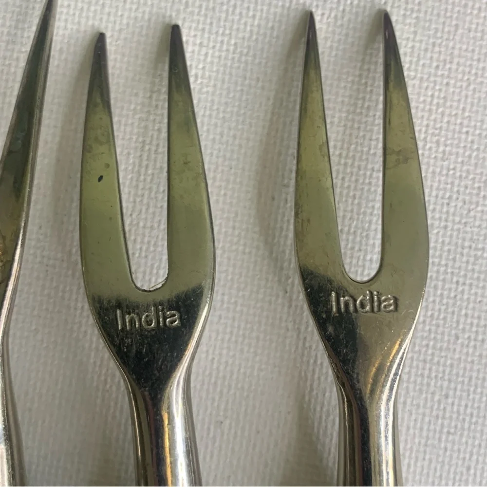 4 Glass Beaded Stainless Steel Forks Appetizers Olives Charcuterie Cocktail Set